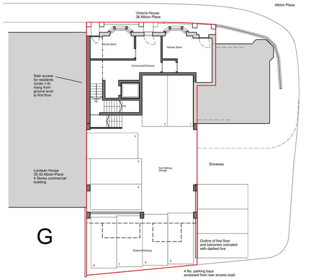 Lot: 127 - FORMER OFFICE WITH PLANNING FOR NINE FLATS - Proposed Ground Floor Plan